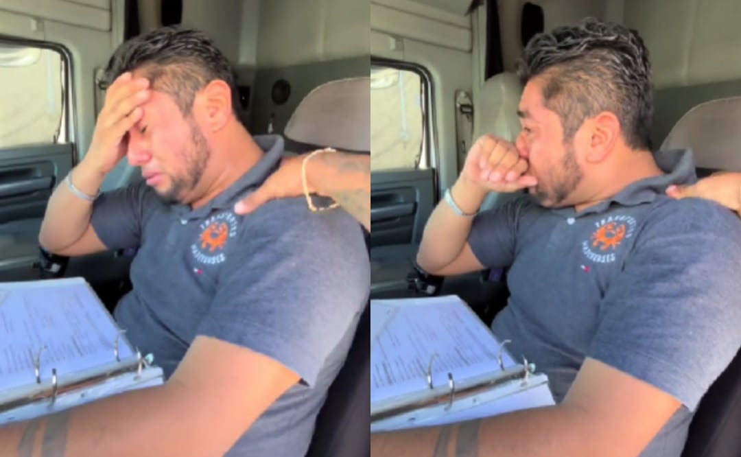 Trailero llora por miedo a perder su trabajo tras accidente. ¿La empresa lo respalda?. Foto: Captura TikTok