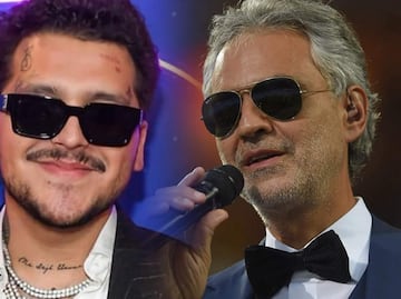 El único mexicano; Christian Nodal cantará con Andrea Bocelli en su 30 aniversario de carrera