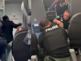Pasajero de American Airlines enloquece en pleno vuelo; asegura huir de demonios y se traga un rosario. VIDEO