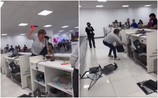 ‘Lady Aeropuerto’: mujer enloquece y destruye mostradores del AICM