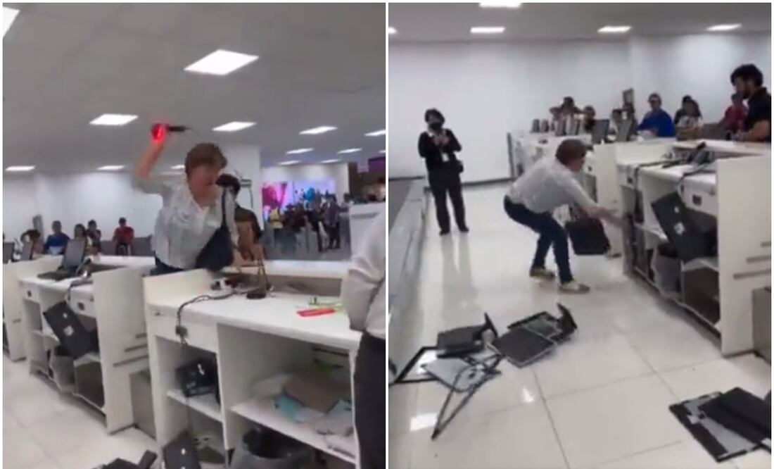 Mujer enloquece en Aeropuerto Internacional de CDMX. Foto tomada de video