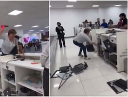 ‘Lady Aeropuerto’: mujer enloquece y destruye mostradores del AICM