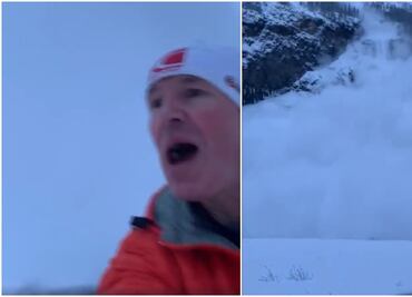 ¡Al borde de la muerte! Hombre filma avalancha de nieve en Canadá