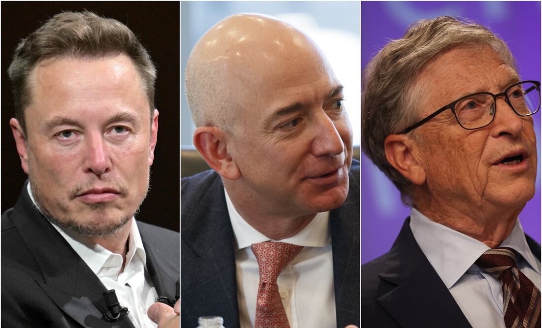 ¿Qué hacían antes de ser los más ricos del mundo? Los primeros trabajos de Elon Musk, Jeff Bezos y Bill Gates. Fotos: AFP/AP