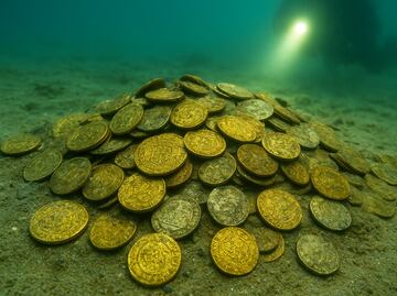 Hallan tesoro español de un millón de dólares en Florida: más de 1,000 monedas de oro y plata ocultas bajo el mar