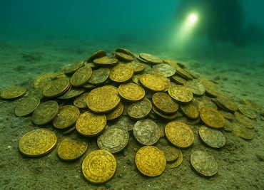Hallan tesoro español de un millón de dólares en Florida: más de 1,000 monedas de oro y plata ocultas bajo el mar