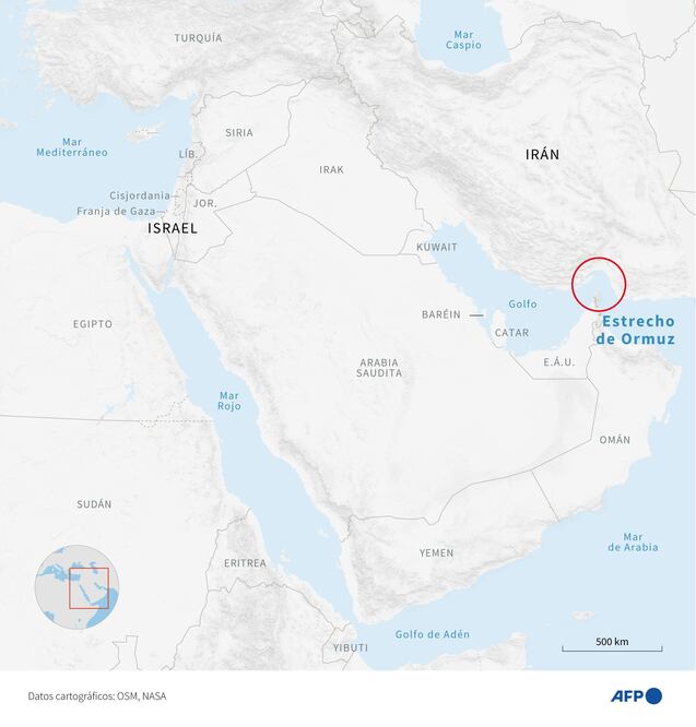 ¿Intervendrá Estados Unidos militarmente si Irán intenta cerrar el Estrecho de Ormuz? (Infografia de Jonathan WALTER y Anibal MAIZ CACERES / AFP)