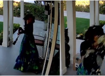 Escalofriante video muestra a mujer destrozando casa en California con pico