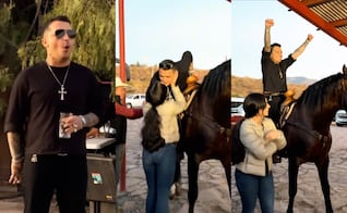 Ángela Aguilar le regala caballo a Nodal por su cumpleaños: “Le hubiera comprado un pony… por la estatura”, dicen 