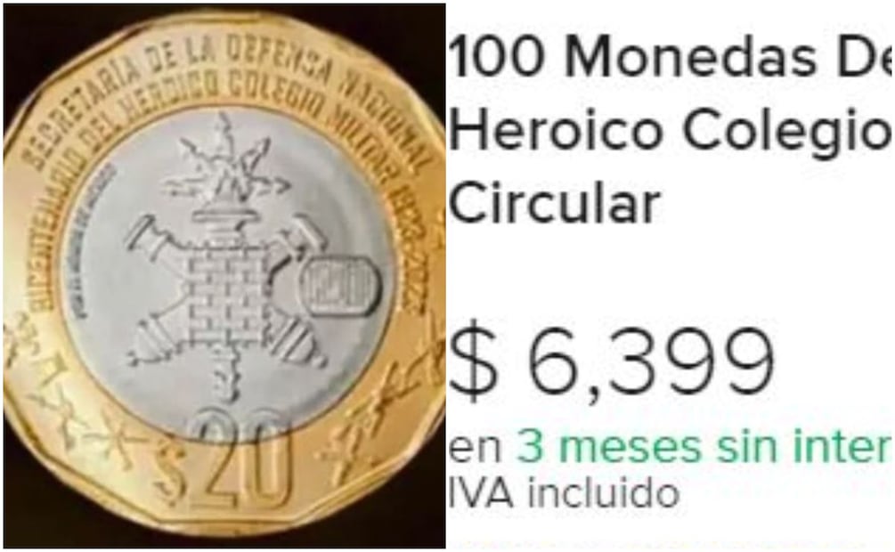 Moneda conmemorativa del Colegio Militar. Foto: Captura / Mercado Libre