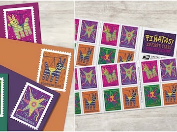 Mexicano diseña estampillas postales de Estados Unidos que honran las tradicionales piñatas