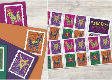 Mexicano diseña estampillas postales de Estados Unidos que honran las tradicionales piñatas