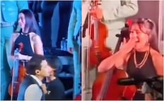Aseguran que violinista de Nodal no soporta a Ángela Aguilar; captan su reacción en pleno concierto. VIDEO