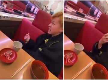 Indignación en redes por joven que lame botella de salsa en restaurante japonés (video)