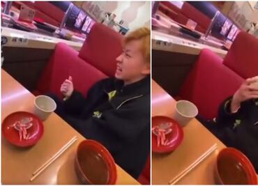 Indignación en redes por joven que lame botella de salsa en restaurante japonés (video)