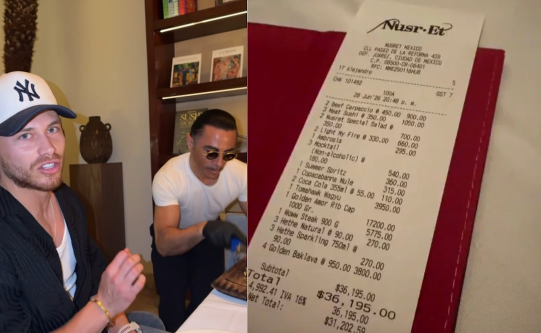 Aldo de Nigris exhibe a restaurante de Salt Bae en CDMX tras recibir una cuenta de más de $40 mil. Foto: Aldo de Nigris IG