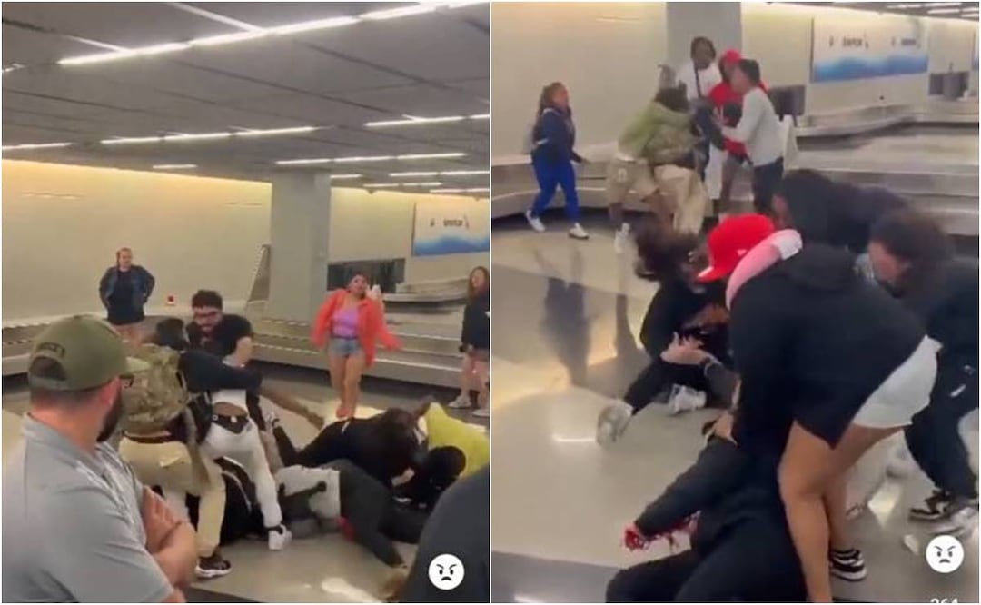 Al menos dos personas fueron detenidas por la pelea en el Aeropuerto Internacional O'Hare de Chicago. Foto tomada de video