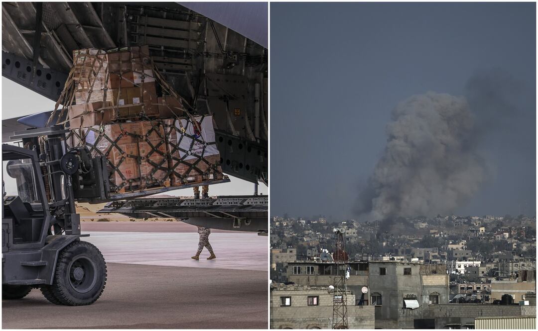 Continúan los bombardeos de Israel contra Gaza adonde llegó la ayuda humanitaria y medicamentos. Foto: AP/AFP