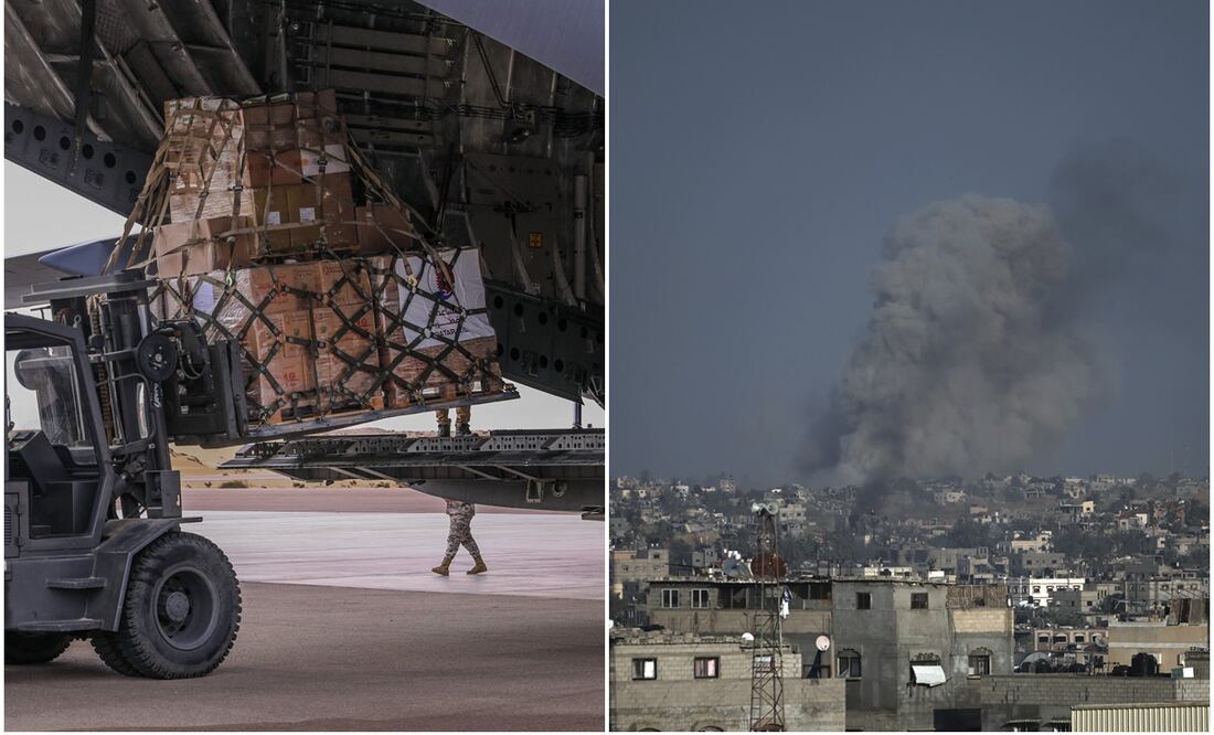 Continúan los bombardeos de Israel contra Gaza adonde llegó la ayuda humanitaria y medicamentos. Foto: AP/AFP