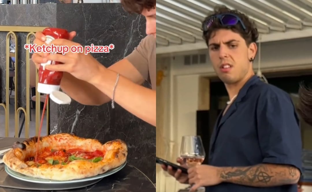 Italianos se indignan con influencer que le echó cátsup a su pizza. Foto: Captura TikTok