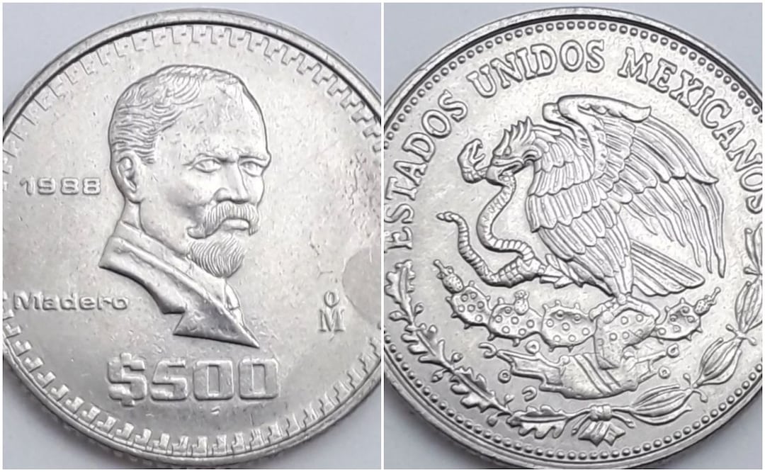 La moneda de $500 pesos de 1988 de Francisco I. Madero. Foto: eBay / Captura