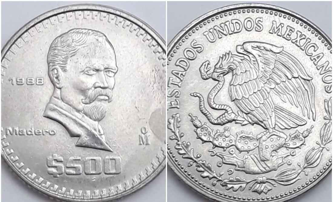 La moneda de $500 pesos de 1988 de Francisco I. Madero. Foto: eBay / Captura