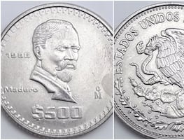 Esta moneda antigua de $500 pesos de Francisco I. Madero de 1988 vale hasta $12,500 pesos