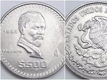 Esta moneda antigua de $500 pesos de Francisco I. Madero de 1988 vale hasta $12,500 pesos