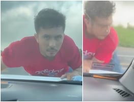 Chofer evita asalto con ladrón colgado al cofre: "era acelerar y frenar en seco", le reclaman en redes. VIDEO