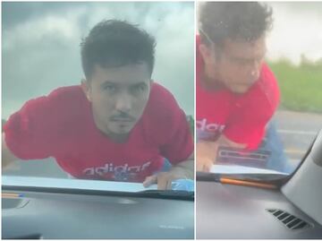 Chofer evita asalto con ladrón colgado al cofre: "era acelerar y frenar en seco", le reclaman en redes. VIDEO