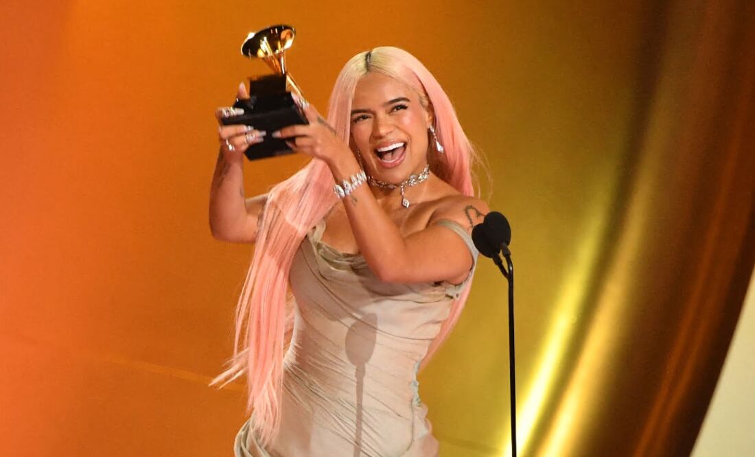 Premios Grammy 2024. Karol G gana su primer grammy a mejor álbum de música urbana. Foto Valerie Macon / AFP