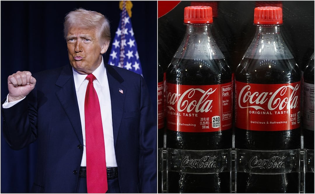 Trump impone azúcar de caña a Coca-Cola mientras bebe Coca Light con aspartamo. Foto: EFE/AP