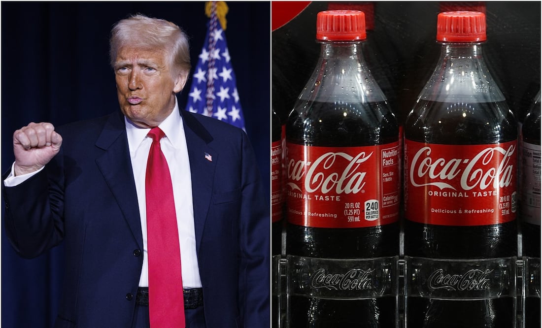 Trump instala “botón de Coca-Cola” en la Oficina Oval mientras mexicanos boicotean a la empresa. Foto: EFE/AP