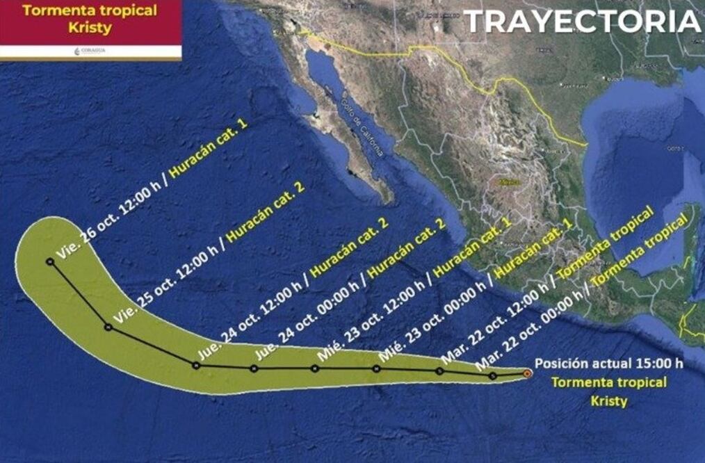 Se forma la tormenta tropical Kristy; alerta en costas de Guerrero y Michoacán. Foto @conagua_clima