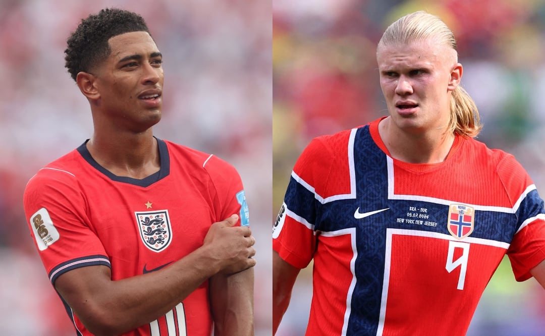 De amigos a rivales: Haaland y Bellingham se juegan un lugar en las semifinales del Mundial 2026. Foto: Richard Pelham/Getty Images/AFP (Photo by Richard Pelham / GETTY IMAGES NORTH AMERICA / Getty Images via AFP) / Justin Setterfield/Getty Images/AFP (Photo by Justin Setterfield / GETTY IMAGES NORTH AMERICA / Getty Images via AFP)