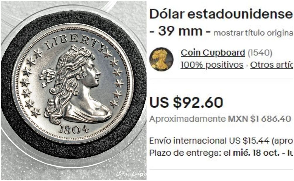 Moneda Liberty de 1804. Foto: Captura / eBay