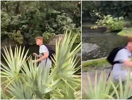 Detenido por osadía; joven se graba cerca de un estanque lleno de caimanes en zoológico de Florida