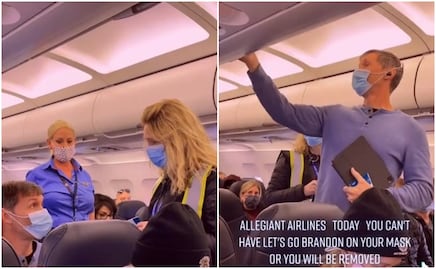 Expulsan de vuelo en EU a hombre con cubrebocas de "Let's Go Brandon"