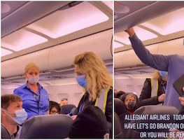 Expulsan de vuelo en EU a hombre con cubrebocas de "Let's Go Brandon"