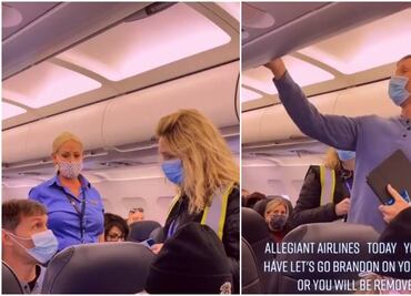 Expulsan de vuelo en EU a hombre con cubrebocas de "Let's Go Brandon"