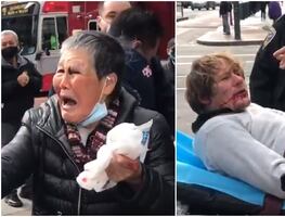 Video. Hombre recibe golpiza por anciana asiática a la que agredió