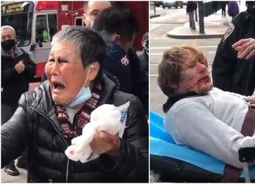 Video. Hombre recibe golpiza por anciana asiática a la que agredió