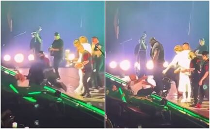 Guardaespaldas de Peso Pluma taclea a fan en concierto; así reaccionó el artista