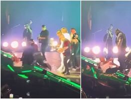 Guardaespaldas de Peso Pluma taclea a fan en concierto; así reaccionó el artista