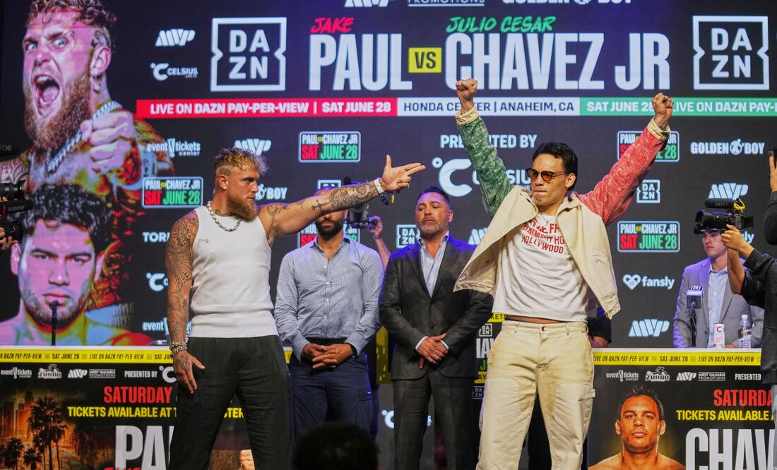 Jake Paul critica a Chávez Jr: “Arruinó el legado de su padre, lo haré meme” (AP Photo/Damian Dovarganes)