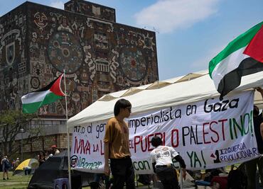 Instalan en explanada de la UNAM campamento a favor de Palestina