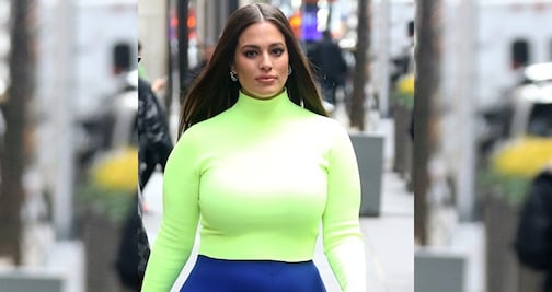 Ashley Graham delinea sus curvas en ajustado atuendo neón