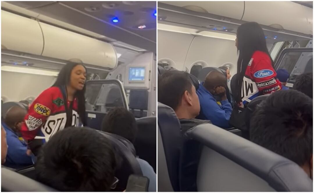 La mujer fue expulsada del avión en California. Foto tomada de video
