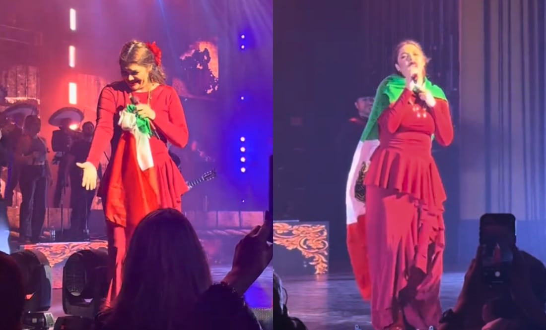 Yuridia defiende la bandera mexicana en concierto de Estados Unidos: “Qué viva México, señores”. Foto: Captura redes sociales
