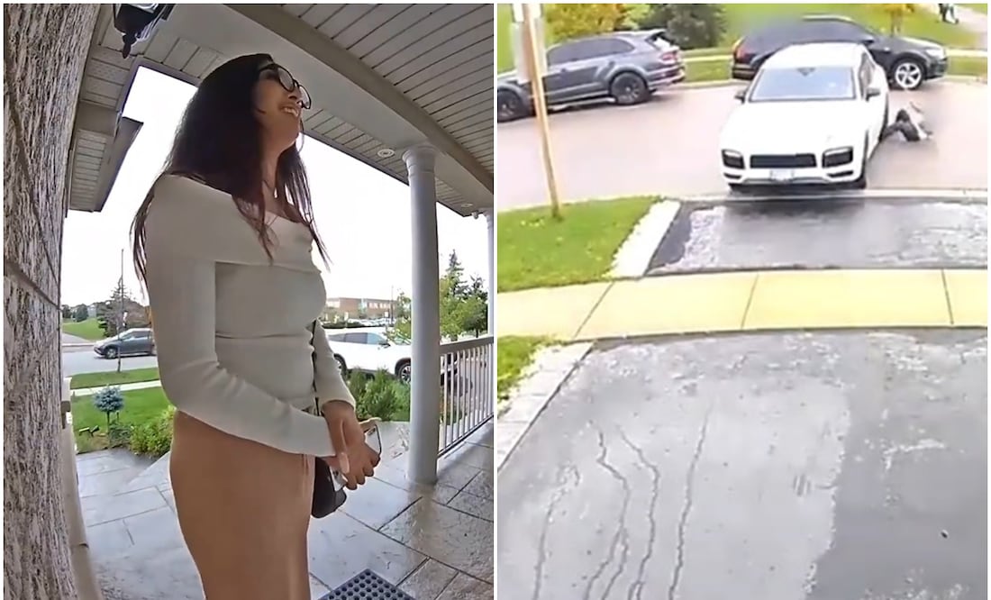 Impactante: Mujer atropella al dueño de un Porsche al intentar robar el auto. Crédito: Peel Police vía Storyful